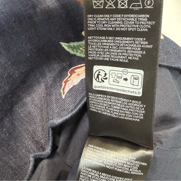 Zimmermann Rhiannon Tuck Paisley Linen Shorts Women 12 US Navy Floral High Waist - Picture 12 of 17